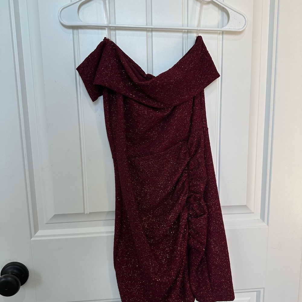 Windsor Red Ruched One Shoulder Cocktail Dress